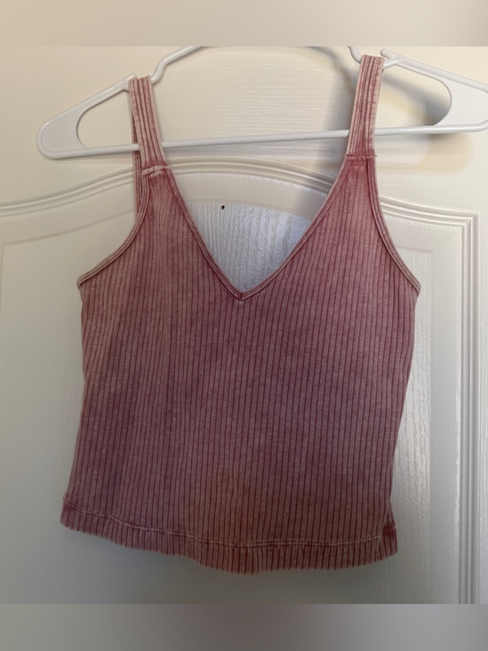 Ribbed V-Neck Tank Top - Dusty Rose